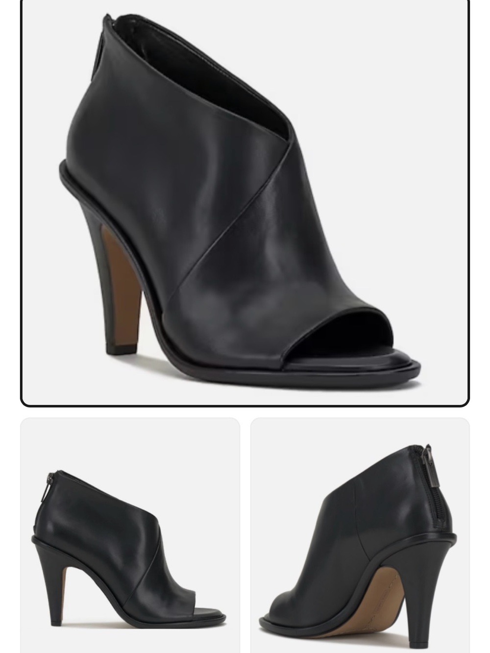Vince Camuto Black Open-Toe Leather Heeled Bootie - Women